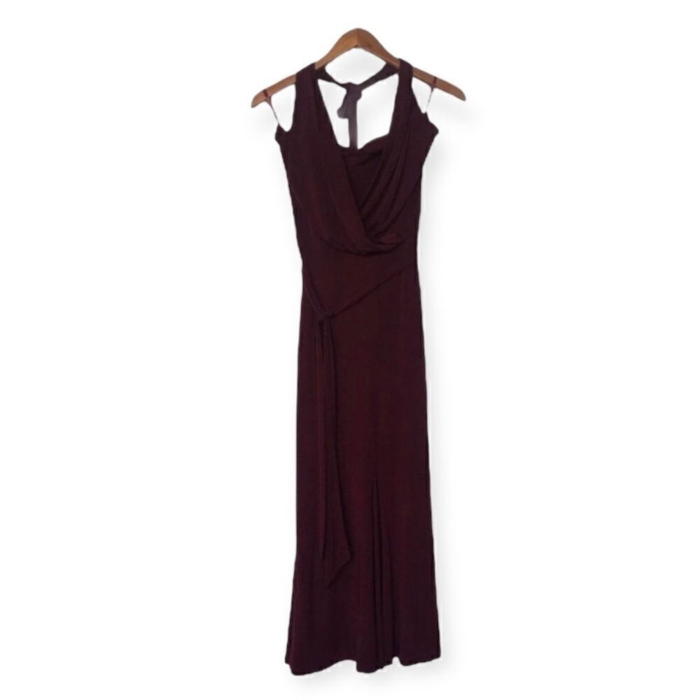 Shape FX SZ S burgundy halter maxi dress